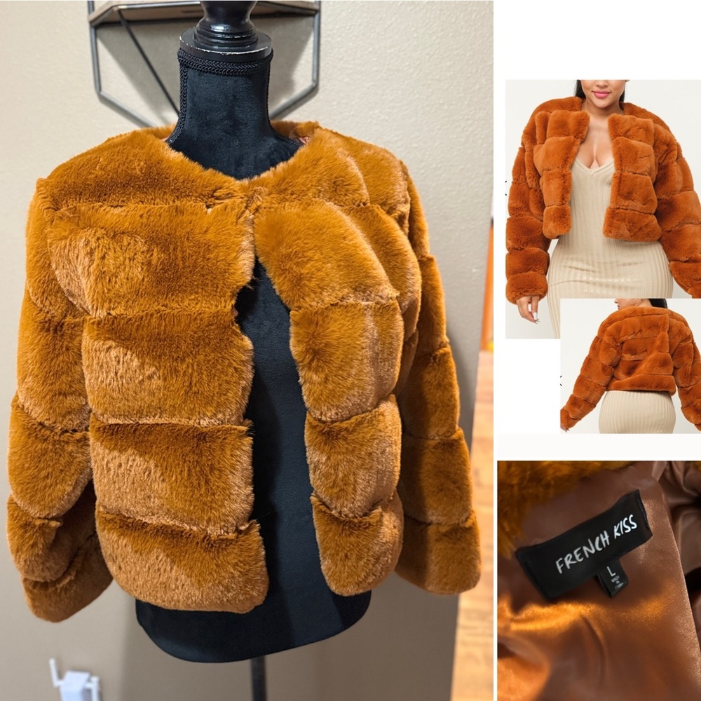 French Kiss Women's Teddy Jacket in Soft Rust Orange size L
